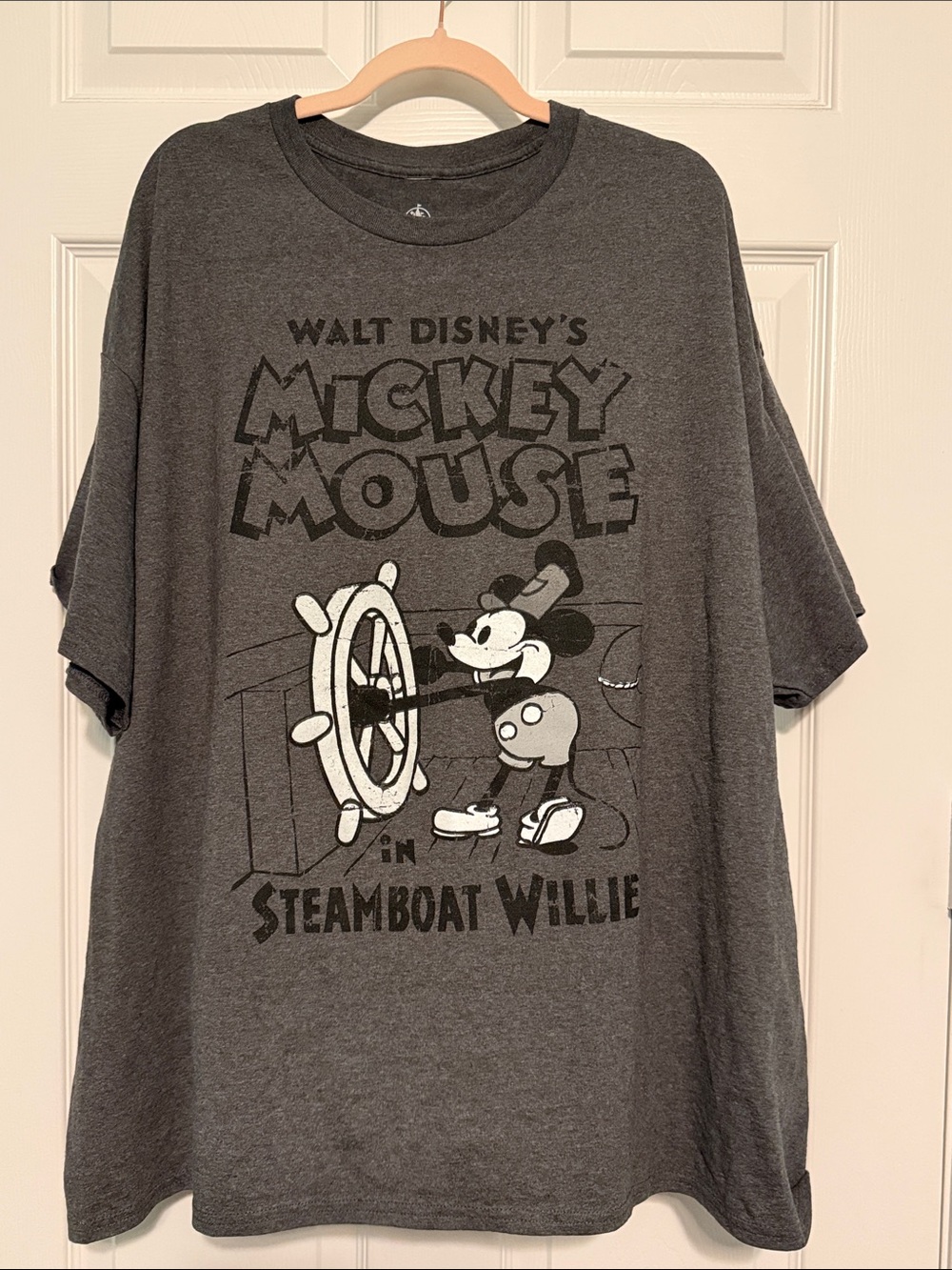 Disney Gray Mickey Mouse Steamboat Willie Graphic Tee